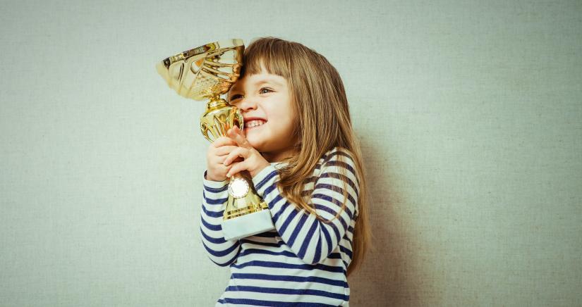 girl with trophy