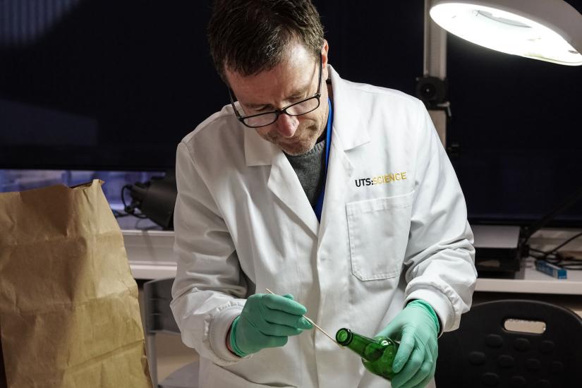 UTS researcher at work in the Forensic Science laboratory