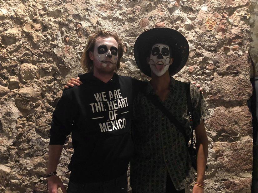 FASS ICS Mexico study tour Mitchell and a friend dressed up for Day of the Dead