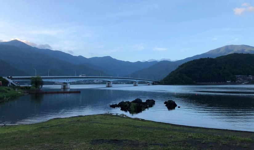 FASS ICS Japan study tour dusk over a lake near Mt. Fuji