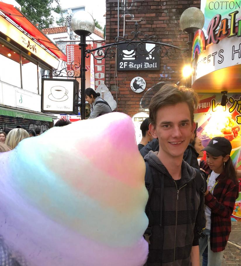 FASS ICS Japan study tour James with a rainbow ice cream cone