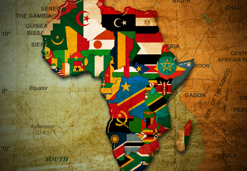 Map of Africa with flags
