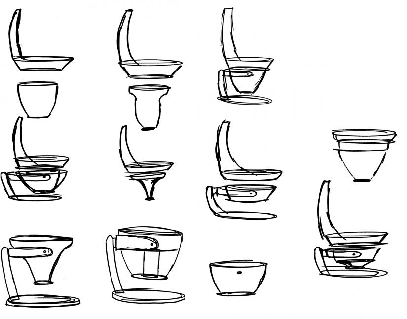 Sketches of different gyroscopic seat designs