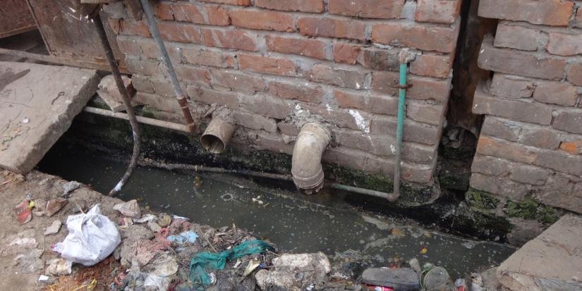 Open drains contaminated with faecal matter in low-income urban areas, Bangladesh