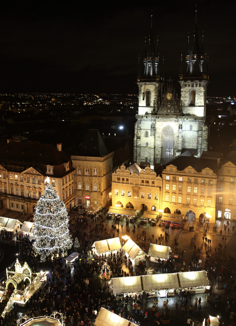 A Christmas market in Prague