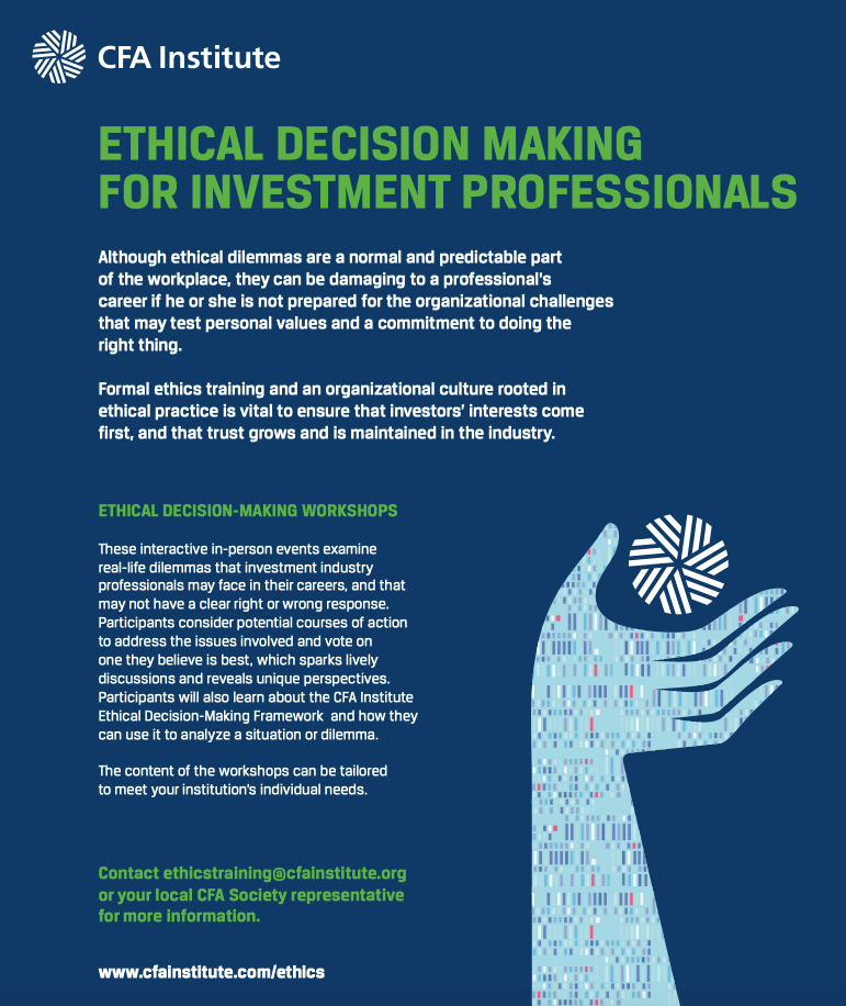 Ethical Decision Making for Investment Professionals