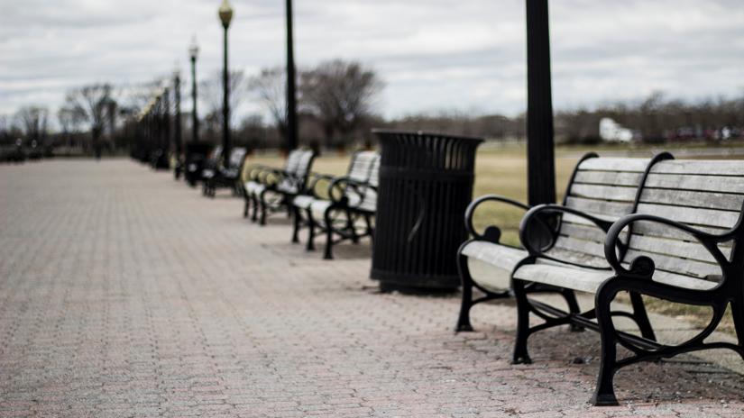 Park benches in empty park
