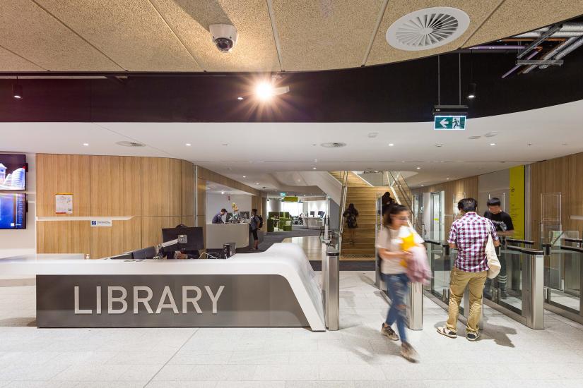 The entrance to UTS Library in UTS Central