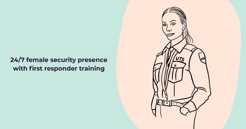Hand drawn image of female security guard