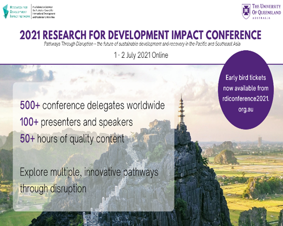 Poster with details of Research for Development Impact Conference