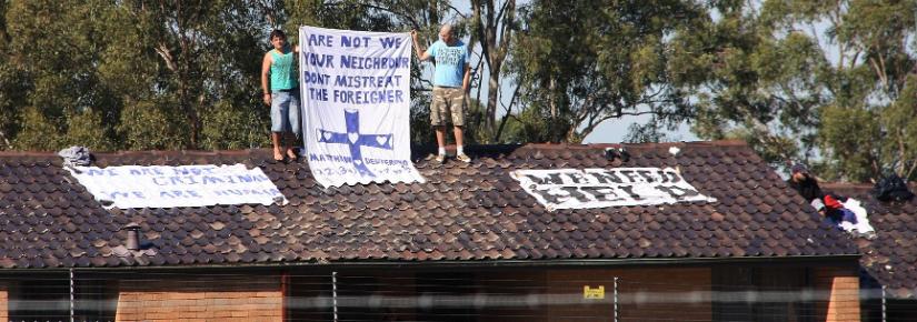 Asylum seekers on the roof of Villawood