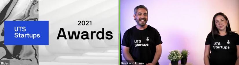 UTS Startups Awards 2021 with hosts Dave and Emma