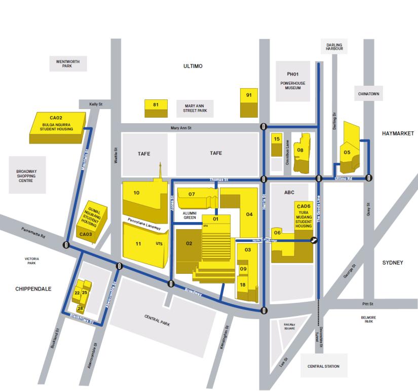 UTS campus map preferred paths