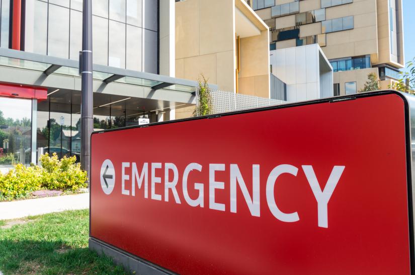 Emergency sign at Bendigo regional hospital