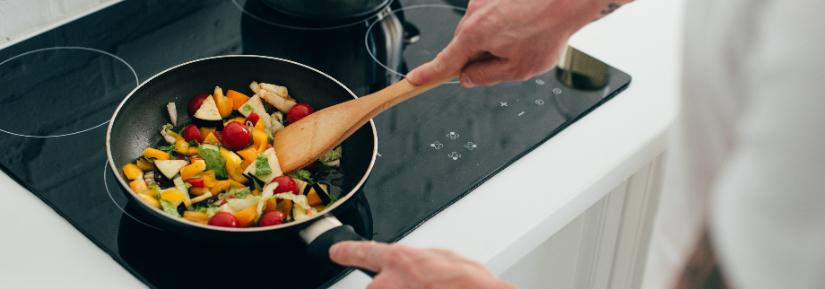 cooking vegetables in a frypan
