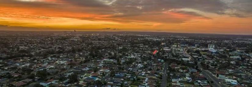 Aerial view of Sydney at sunset