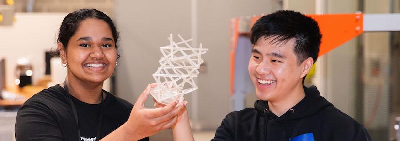UTS Students showing a 3D printed object