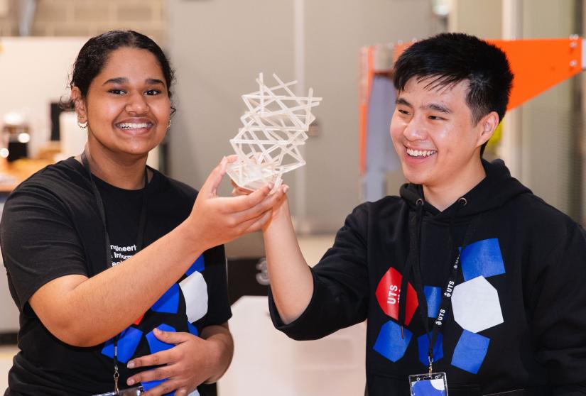UTS Students showing a 3D printed object