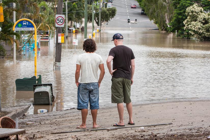 Men Observing Floodwater, Brisbane Floods 2011