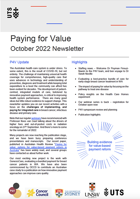 Paying for Value Oct 2022 newsletter cover