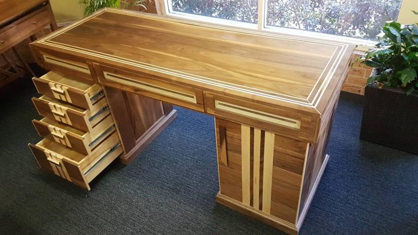 Wooden desk.