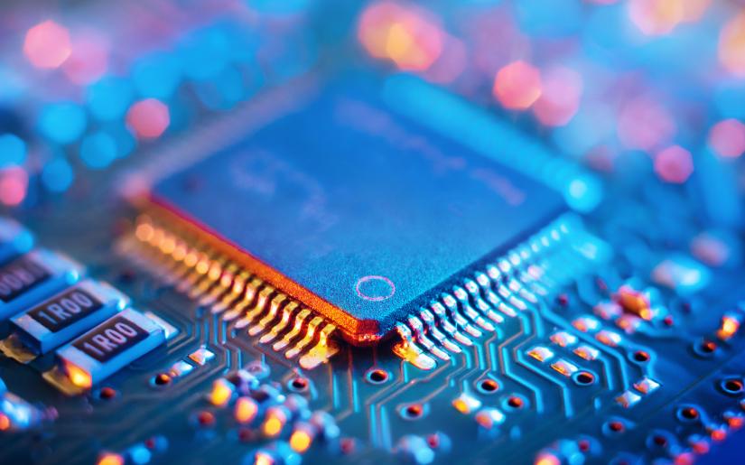 a close up picture of computer microchips and processors on a electronic circuitboard