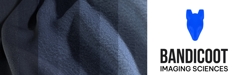Image displaying 3D fabric shade rendering for denim next to Bandicoot logo