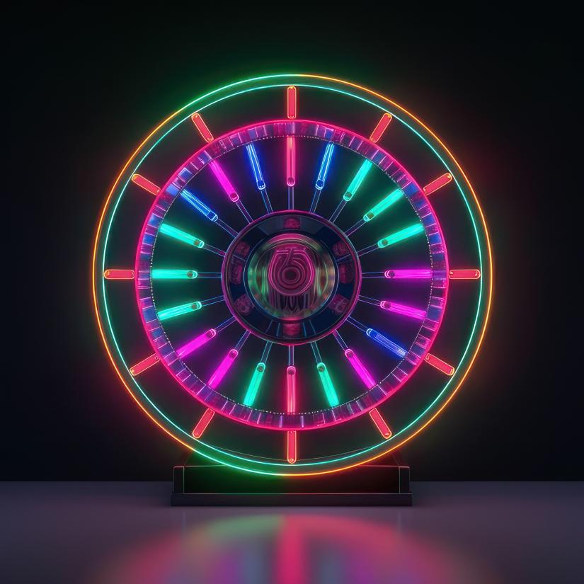 neon lit up wheel of fortune