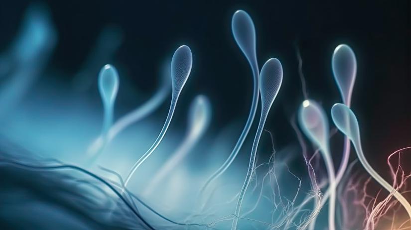 Graphic based on a microscope image of sperm, via AdobeStock