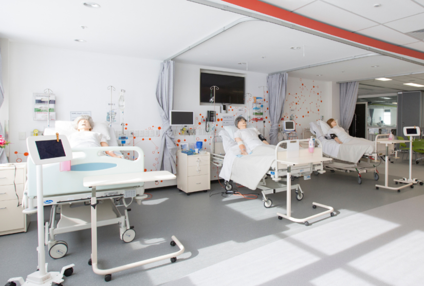 Photograph in the simulation nursing labs