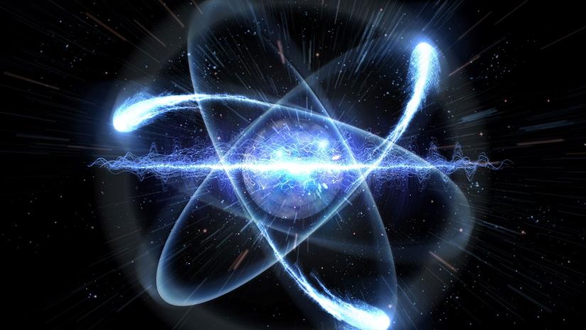 Blue atomic structure in space