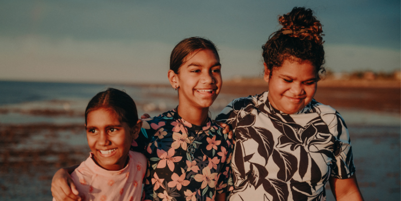 Three Aboriginal Australian young girls.
