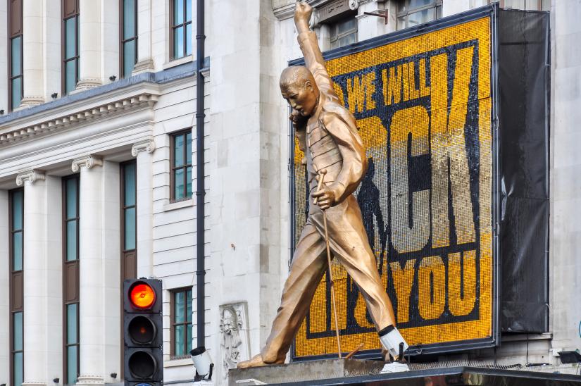 Statue of Freddie Mercury at Dominion Theatre in London, UK