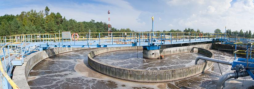 A wide view of a wastewater treatment plant
