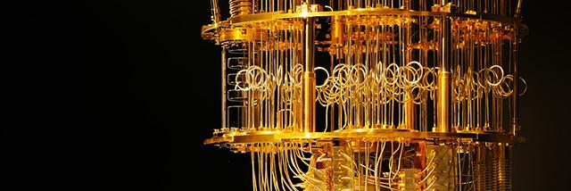 A complex cooling rig is needed to maintain the ultracold working temperatures required by a superconducting quantum computer. Picture: IBM