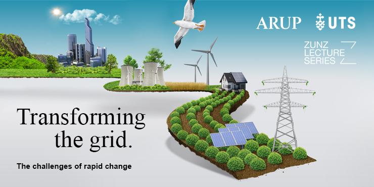 Animated image featuring the title of the lecture - Transforming the grid: The challenges of rapid change