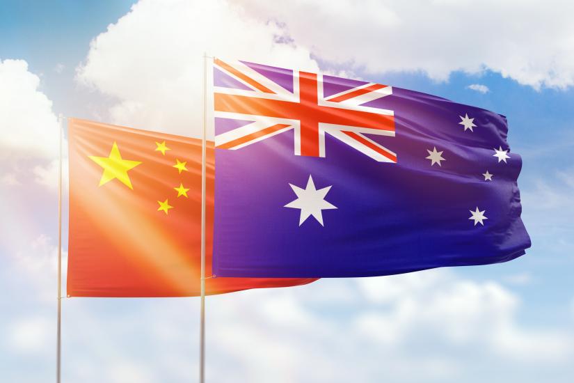 Australia China flags. Adobe Stock