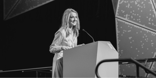 Anna Funder presenting her keynote speech at IWD 2024