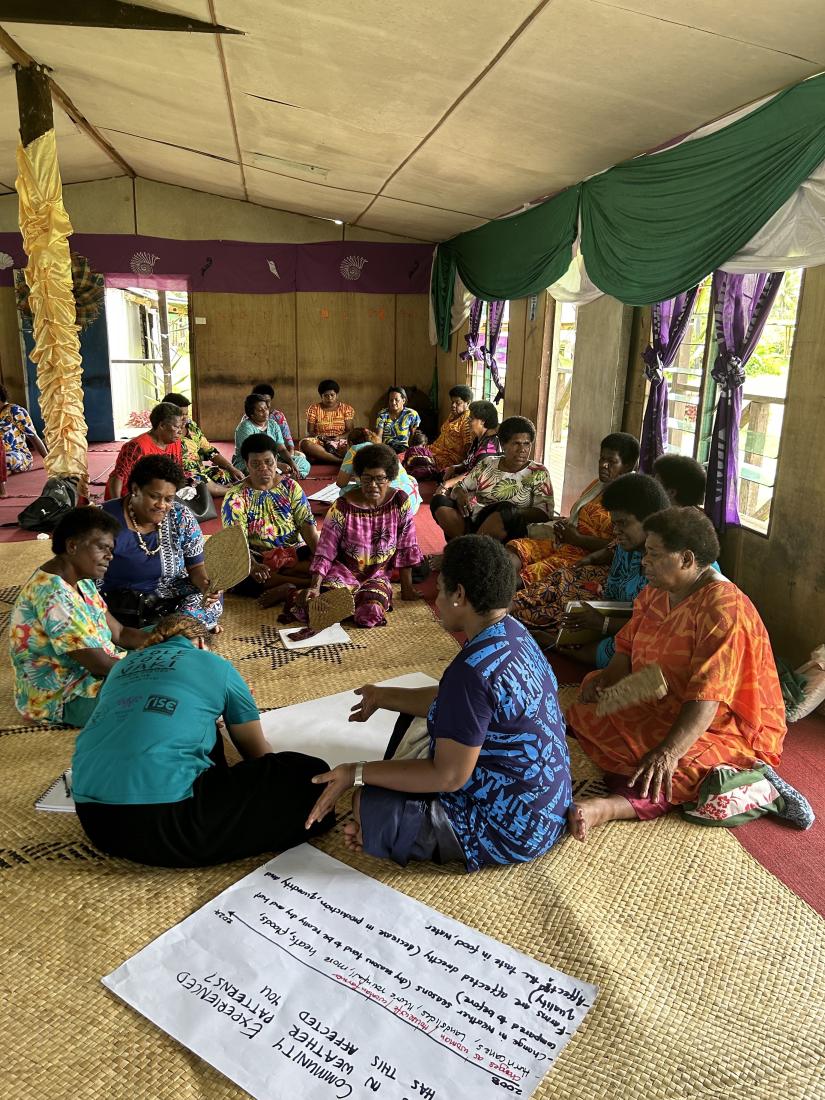 Women from Waikalou community in Fiji participate in a focus group discussion 