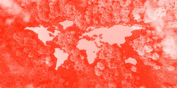Red image of the world map 