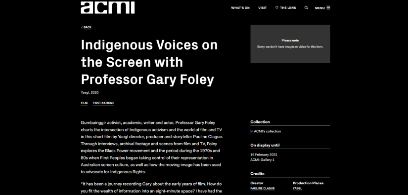 Indigenous Voices on the Screen with Professor Gary Foley
