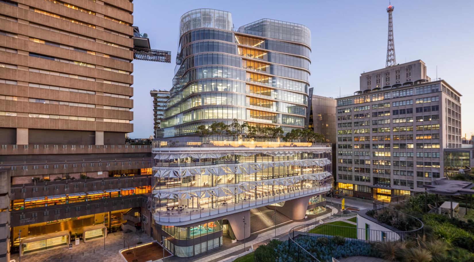 Photo of UTS Campus with modern glass architecture 