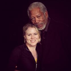 Christel posing with Morgan Freeman