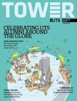 Cover page of Tower Issue 9 featuring a cartoon globe drawing with famous world landmarks