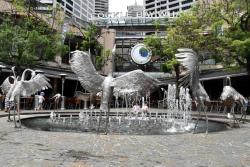 Steel Brolgas (birds) fountain