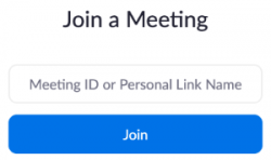 'Join a Meeting' screen displaying 'Meeting ID' input field