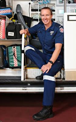 Female paramedic in an ambulance