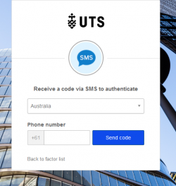 Screenshot of SMS authenticate set up entering phone number