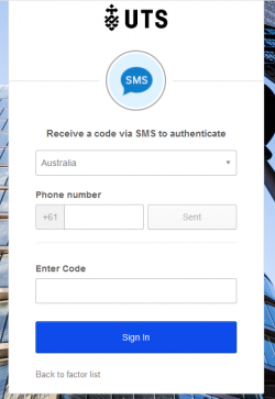 Screenshot of SMS authenticate set up entering code
