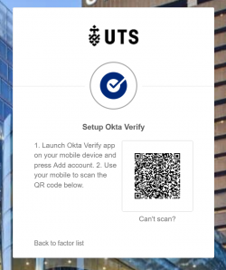 Screenshot of Okta Verify QR code